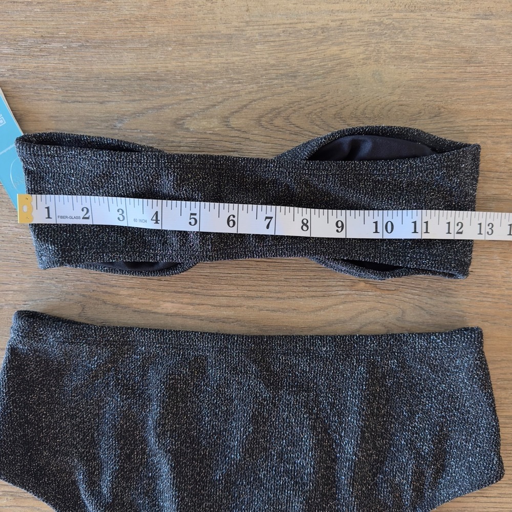 CorpoBonito By Andreia Black Lurex Bikini-Strapless Top‎ & High Waist Brief-$90 - Picture 11 of 13